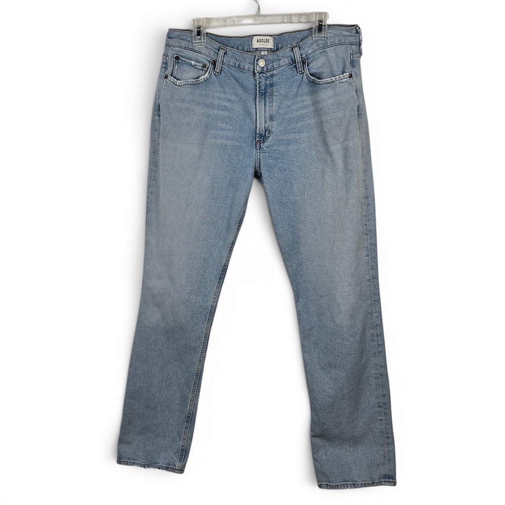 Agolde Lyle Straight Leg Jeans Light Wash Blue Denim Size 32 A9023B-1370